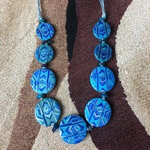 Blue Hand Painted 30"‎ Necklace